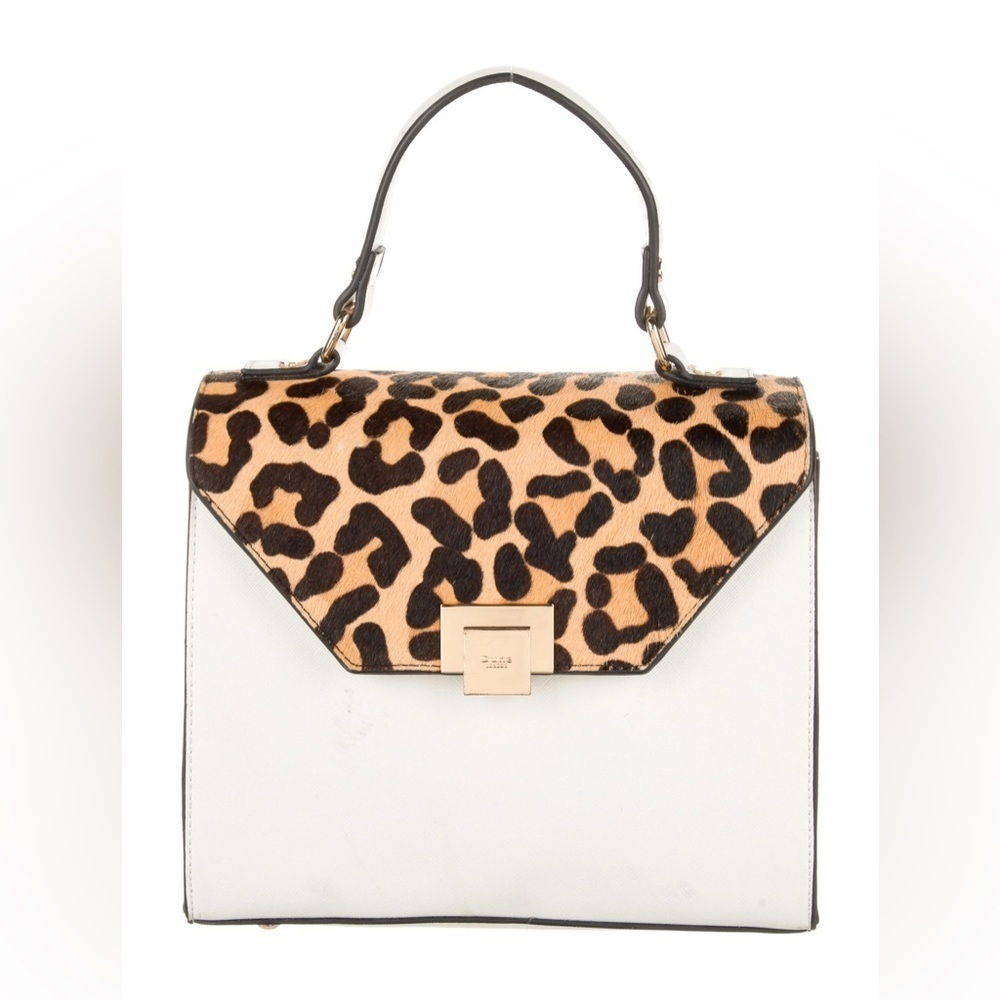 Dune London Pony-Hair Trimmed Handle Bag, White Handbag